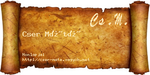 Cser Máté névjegykártya
